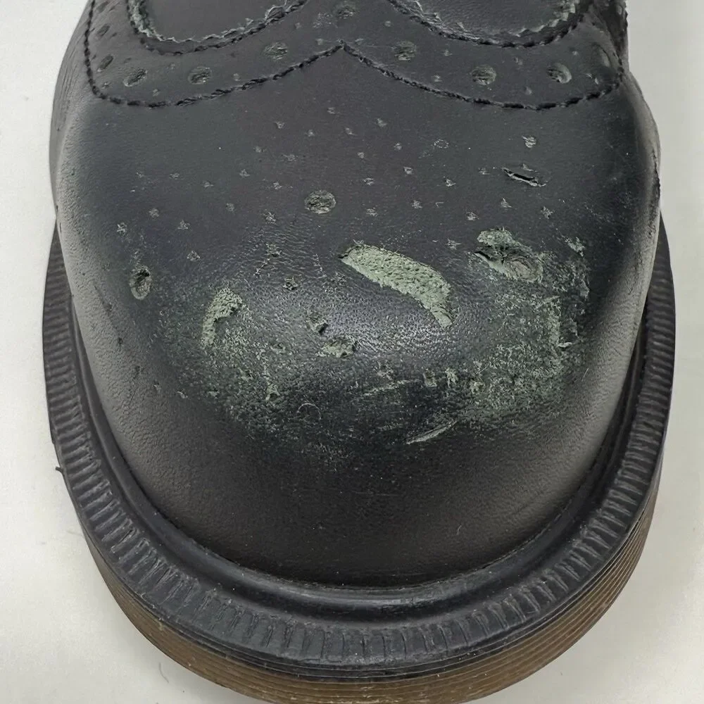 Dr. Martens Industrial Steel Toe Shoe Mens 11 Black Leather Wingtip England Made